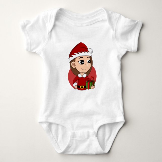 Julflicka tecknad baby-kroppsdräkt t shirt (Framsida)