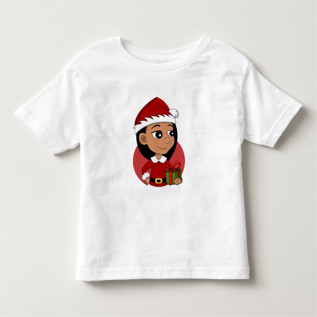 Julflicka tecknad småbarn t-shirt (Framsida)