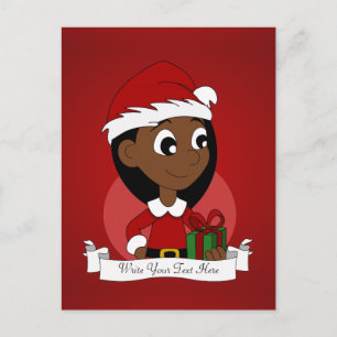 Julflickans tecknad helg vykort