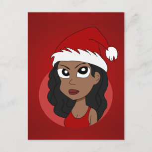 Julflickans tecknad helg vykort