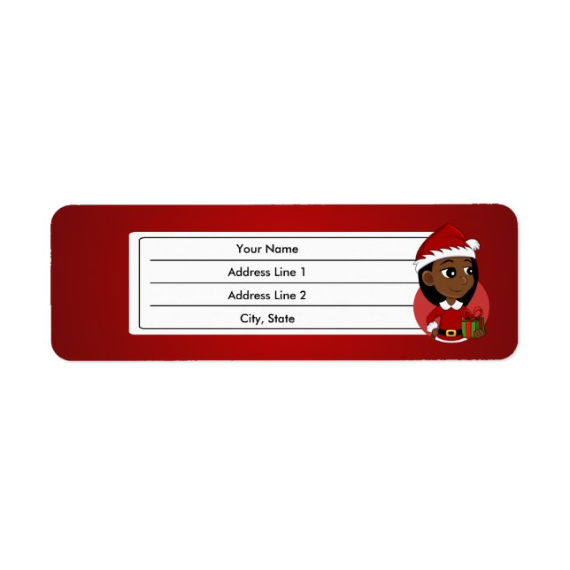 Julflickans tecknad returadress etikett (Framsidan)