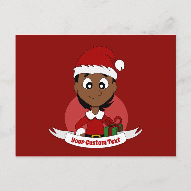 Julflickans tecknad vykort (Framsida)