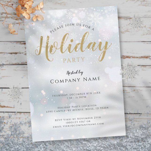 Julflingor Företags Julfest Inbjudningar (Christmas Snowflakes Corporate Holiday Party Invitation)
