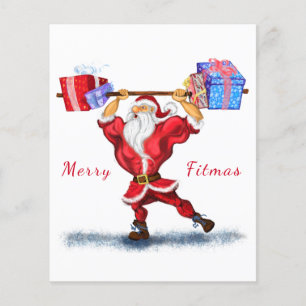 Julflyer Bodybyggder Santa med Gifts-Roligt Flygblad