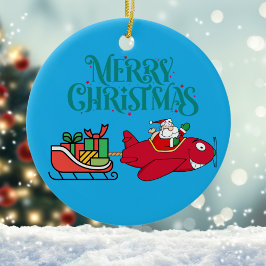 Julflygplan,Sleigh,Hjärtfoto,Jul Julgransprydnad Keramik