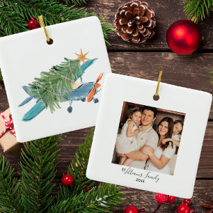 Julflygplan Träd och fotoenkel luftfart Julgransprydnad Keramik