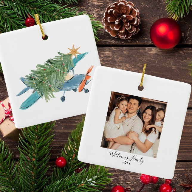 Julflygplan Träd och fotoenkel luftfart Julgransprydnad Keramik (Skapare uppladdad)