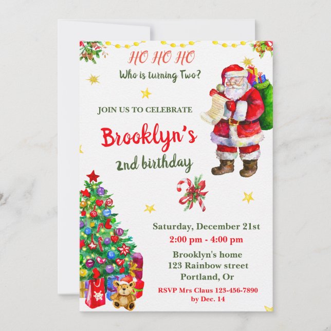 Julfödelsedag, jul party inbjudningar (Framsida)