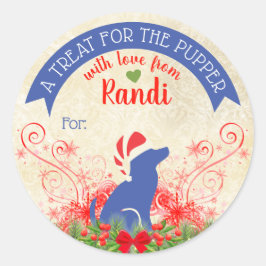 Julfoder för sällskapsdjur behandlas personlig til runt klistermärke