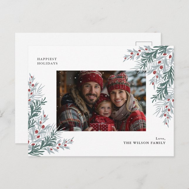 Julfoliage Photo Helg Vykort (Fram/baksida)