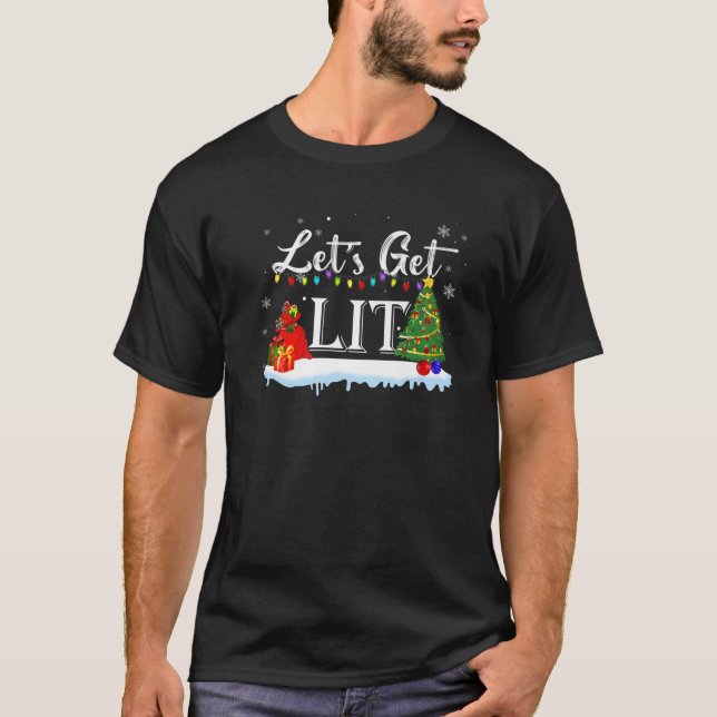 Julfonen Pajamas Låt oss Hämta Lit Drinking Chr T Shirt (Framsida)