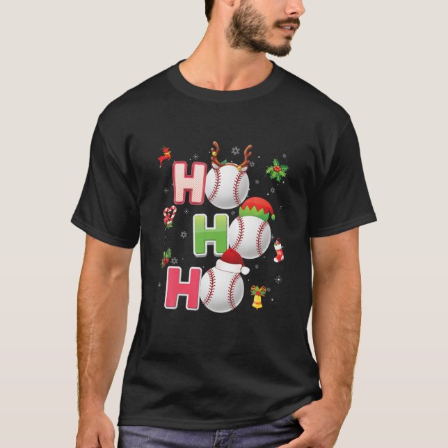 Julfonnyj Ho Ho Baseball Pajama Santa Lov T Shirt (Framsida)