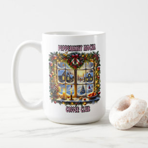 Julfönster med Helgdag Decor Kaffemugg