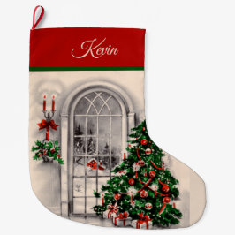 Julfönstret Ljus Stor Julstrumpa