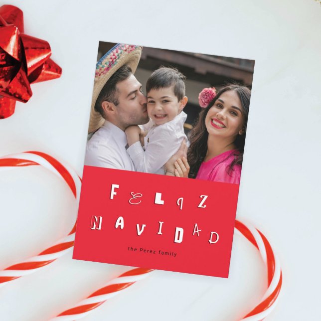 Julfont Feliz Navidad Foto Julkort (Skapare uppladdad)