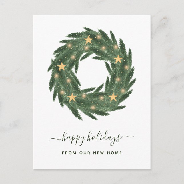 Julförändringen i Adress krans med Guld Stars Helg Vykort (Framsida)