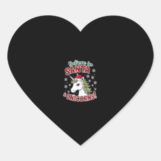 Julföreningarna tror på Santa & Unicorns! Ho Hjärtformat Klistermärke