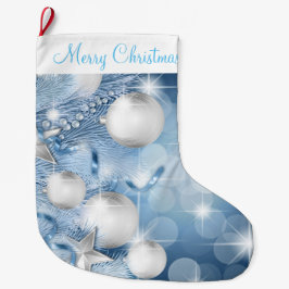 Julförråd/blå prydnadsföremål stor julstrumpa