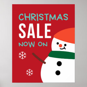 Julförsäljning Poster, julförsäljningsskylt Snögub Poster