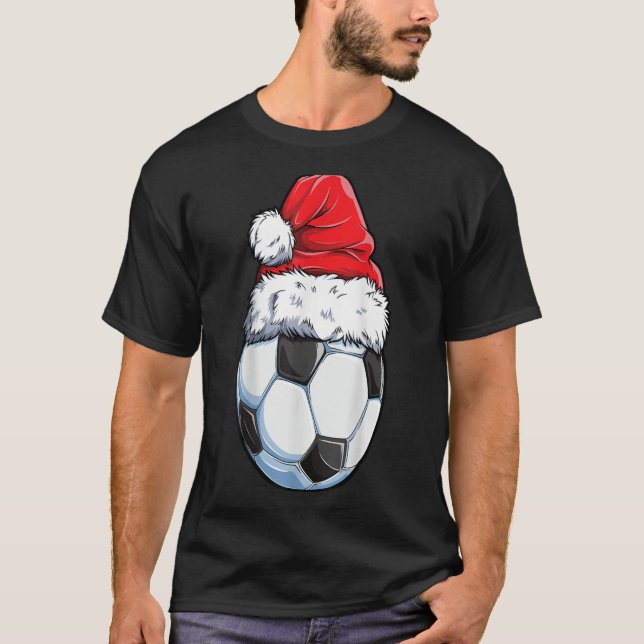 Julfotboll Ball Santa Hat Funny Sport Julafton B T Shirt (Framsida)