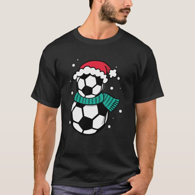 Julfotboll Ball Santa Hat T Shirt (Framsida)