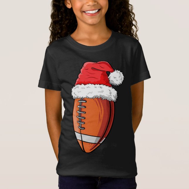 Julfotboll Boll Santa Hat Funny Sports Xma T Shirt (Framsida)