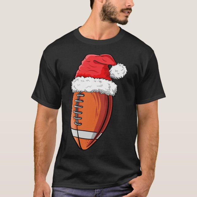 Julfotboll Boll Santa Hat Funny Sports Xma T Shirt (Framsida)