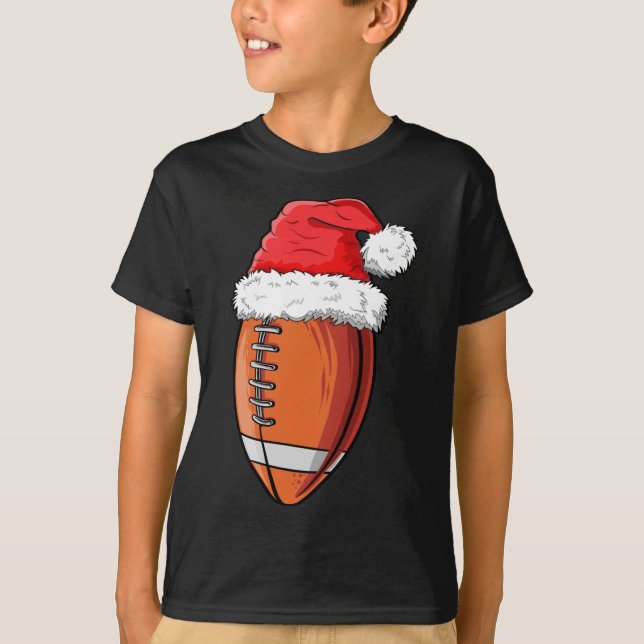 Julfotboll Boll Santa Hat Funny Sports Xma T Shirt (Framsida)
