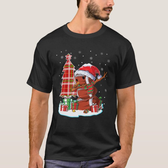 Julfotboll Boll Snögubbe Dabbing Santa Hat T Shirt (Framsida)