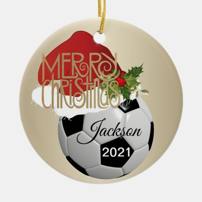 Julfotboll, buss julgransprydnad keramik (Framsidan)