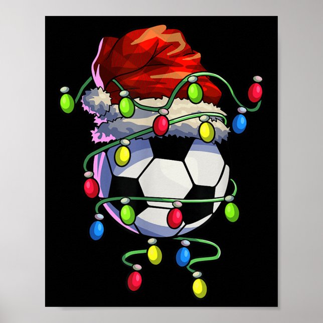 Julfotboll Julafton Julgran Ljus Fotboll Poster (Framsidan)