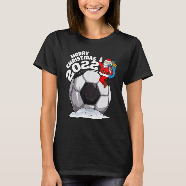 Julfotboll Santa Ansikte Mask God jul B T Shirt (Framsida)