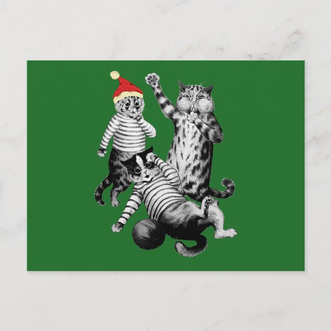 Julfotboll Spelar katter Helg Vykort (Framsida)