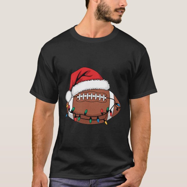Julfotbollsspelaren Julafton Ljus Santa Sports T Shirt (Framsida)
