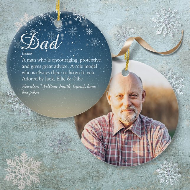 Julfotfoto för far Pappa Pappa Julgransprydnad Keramik (Father Dad Papa Definition Christmas Photo Ceramic Ornament)
