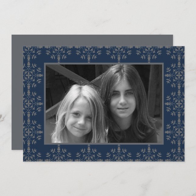 Julfotkort 1 - foto för marint blått Elegant Julkort (Fram/baksida)