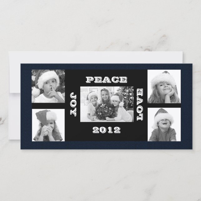Julfotkort 5 foton Joy Peace Kärlek Julkort (Framsida)