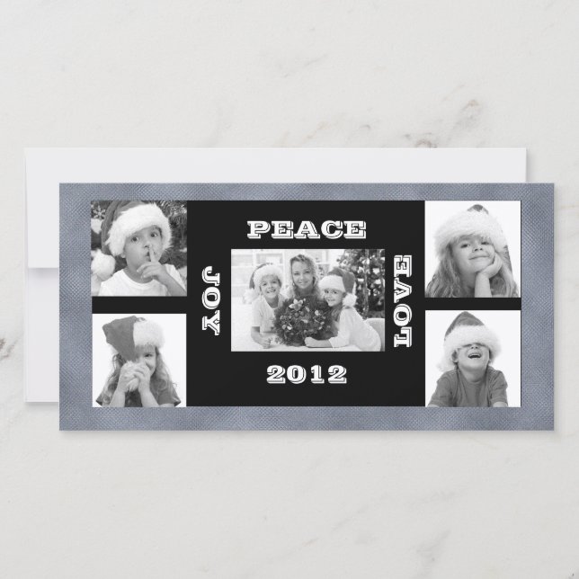 Julfotkort 5 foton Joy Peace Kärlek Julkort (Framsida)