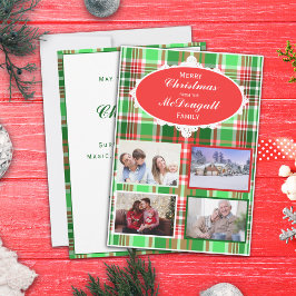 Julfotkort för anpassningsbar Festive Red Grönt Julkort