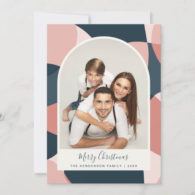 Julfoto Arched Ram Coral Blue Julkort (Framsida)