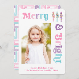 Julfoto av Merry and Bright Pastel Nutcracker Julkort