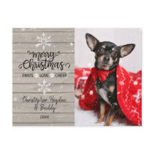 Julfoto av Rustic Wood och Snöflingor Hund