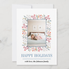 Julfoto Berry, löv gräns Glad helg Julkort