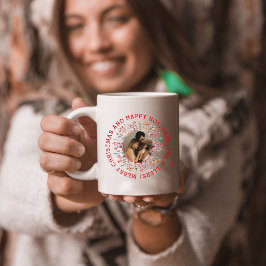 Julfoto Berry, löv red Glad helg Kaffemugg