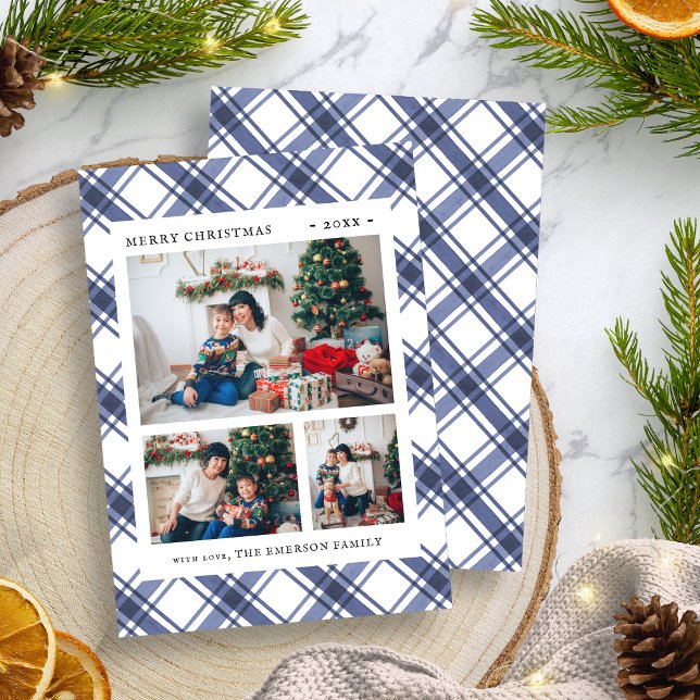 Julfoto Blue Julkort (Christmas Photo Blue Holiday Card
)