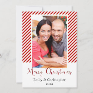 Julfoto candy cane Red and White Rand Julkort