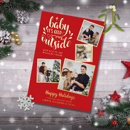 Julfoto Collage Baby sitt Kall utanför Guld