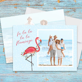 Julfoto Cute Beach Rosa Tropical Flamingo Julkort