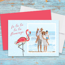 Julfoto Cute Beach Rosa Tropical Flamingo Julkort