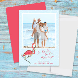 Julfoto Cute Beach Rosa Tropical Flamingo Julkort